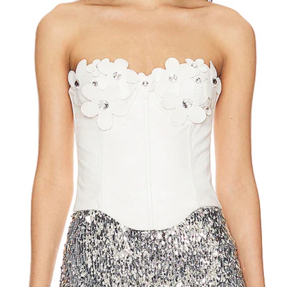 Lovers and Friends Nova Faux Leather Bustier in Bone S